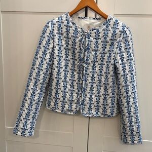 House of Harlow 1960 White and Blue Quilted Cardigan